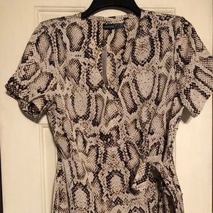 Snake Print Mini Wrap Dress